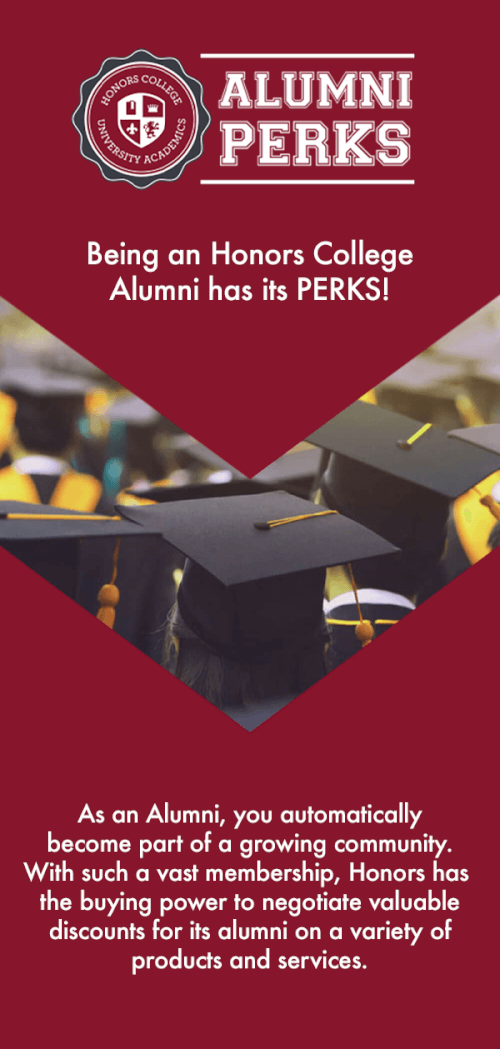Register your Honors Alumni Perks Account